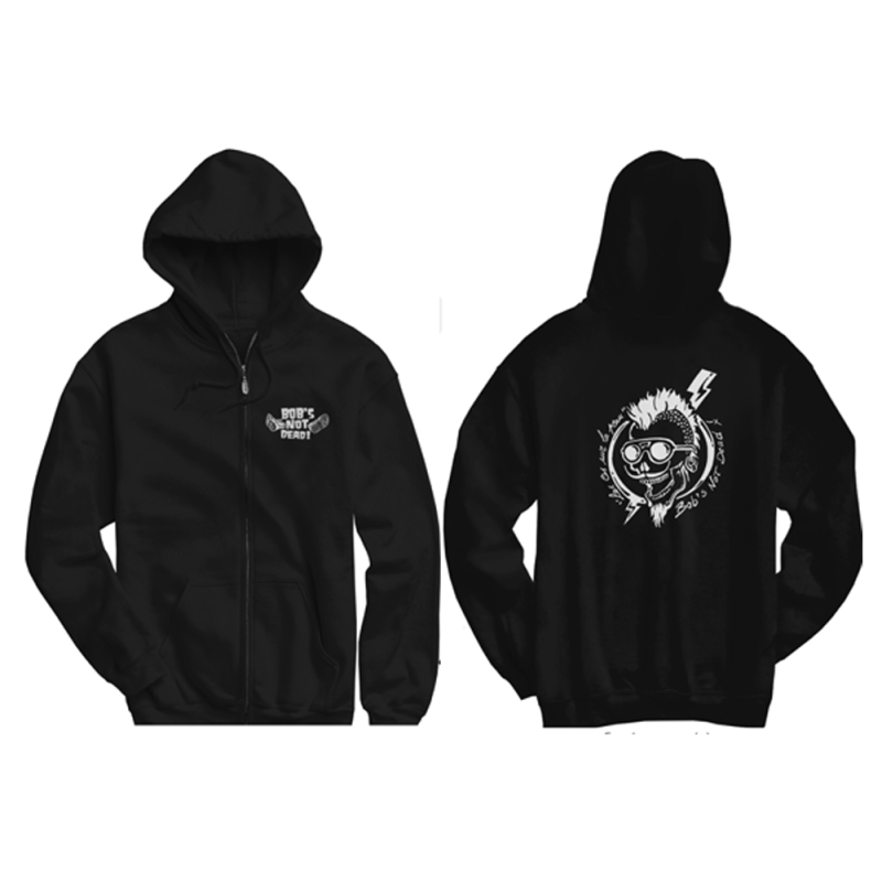 Sweat à capuche zippé noir Bob's Not Dead "Les Os sur la peau"