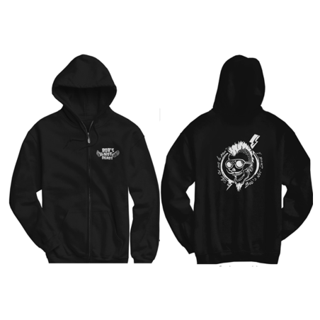 Sweat à capuche zippé noir Bob's Not Dead "Les Os sur la peau"